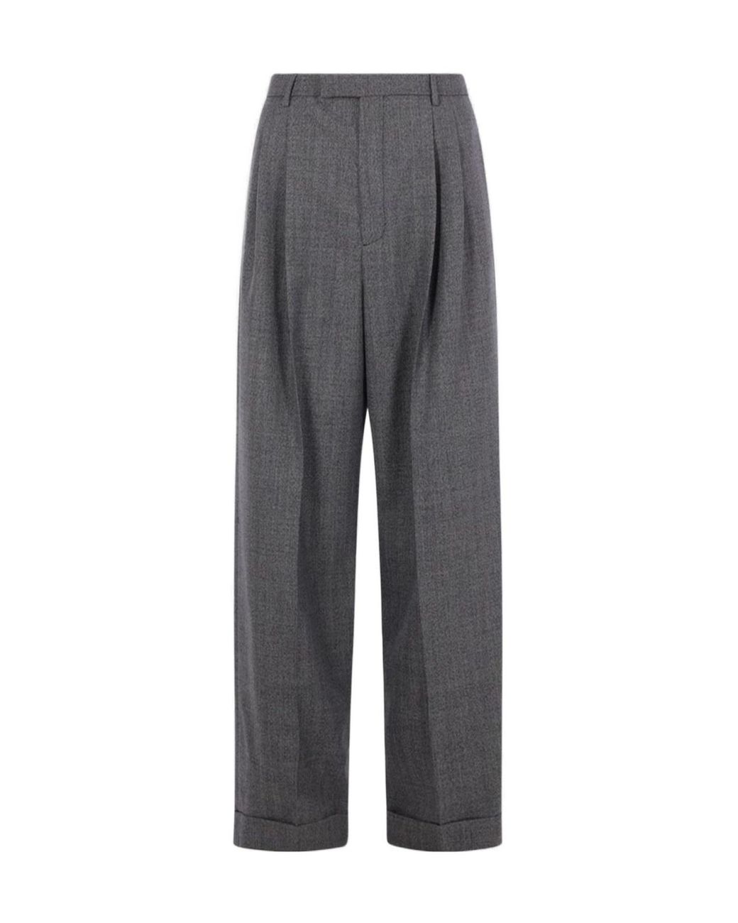 Valentino Gray Turn-Up Hem Straight Hem Pants for men