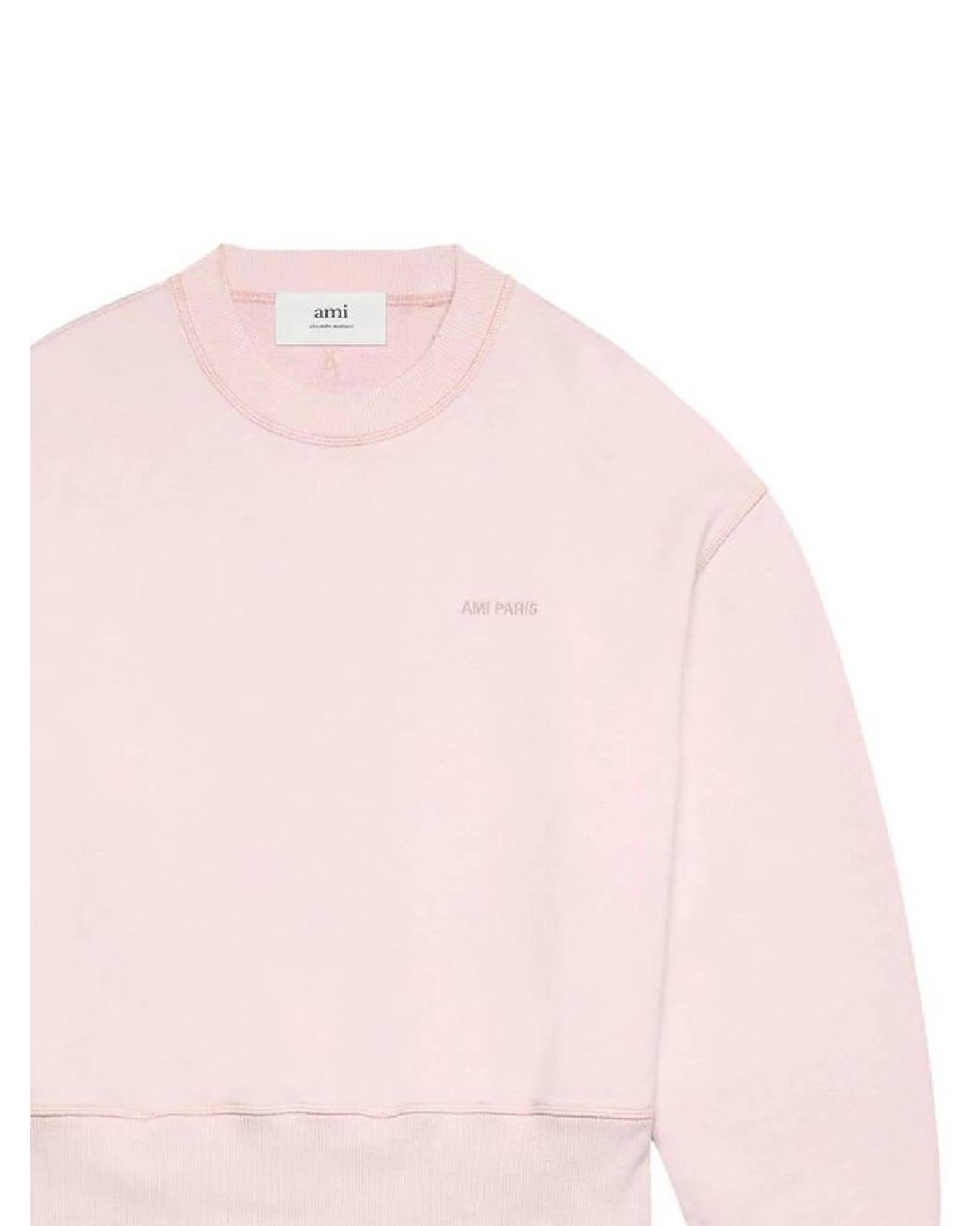 AMI Pink Logo-Embroidered Cotton Sweatshirt for men