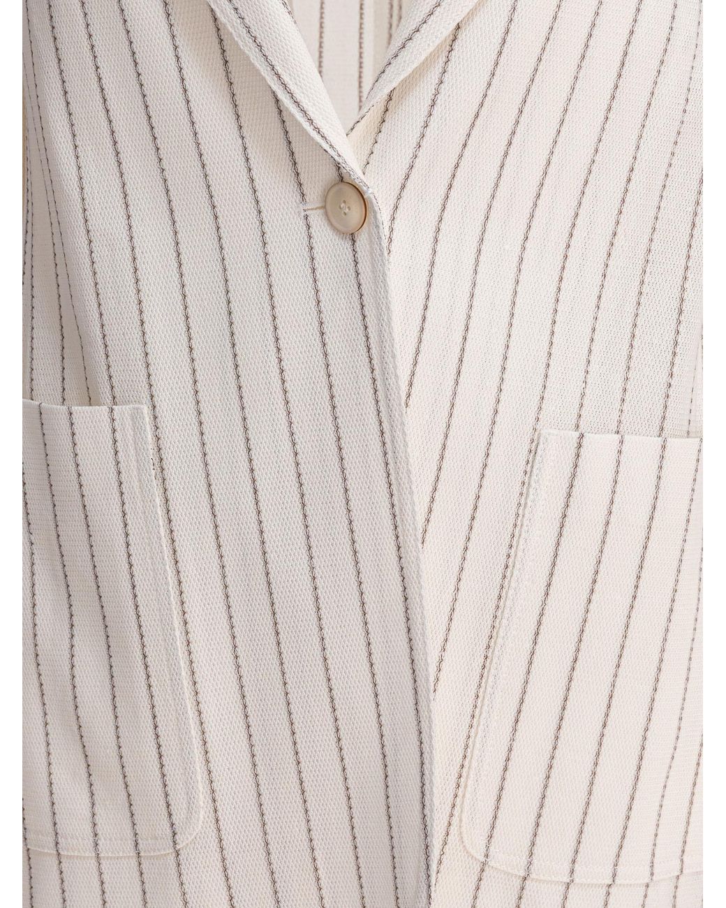 Max Mara White Jadi Striped Single-Breasted Tailored Blazer