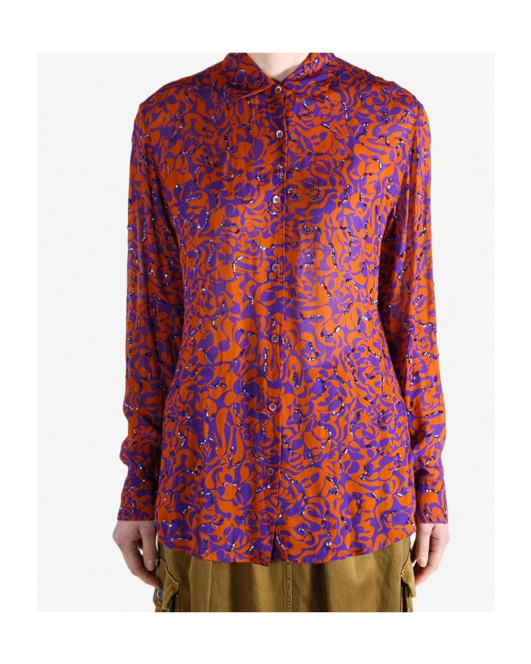 Dries Van Noten Red Clavelly Long-Sleeved Shirt