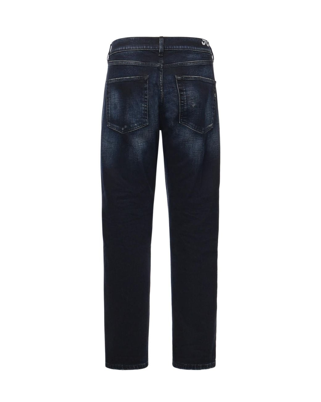 Dondup Blue Distressed Straight-Leg Jeans for men
