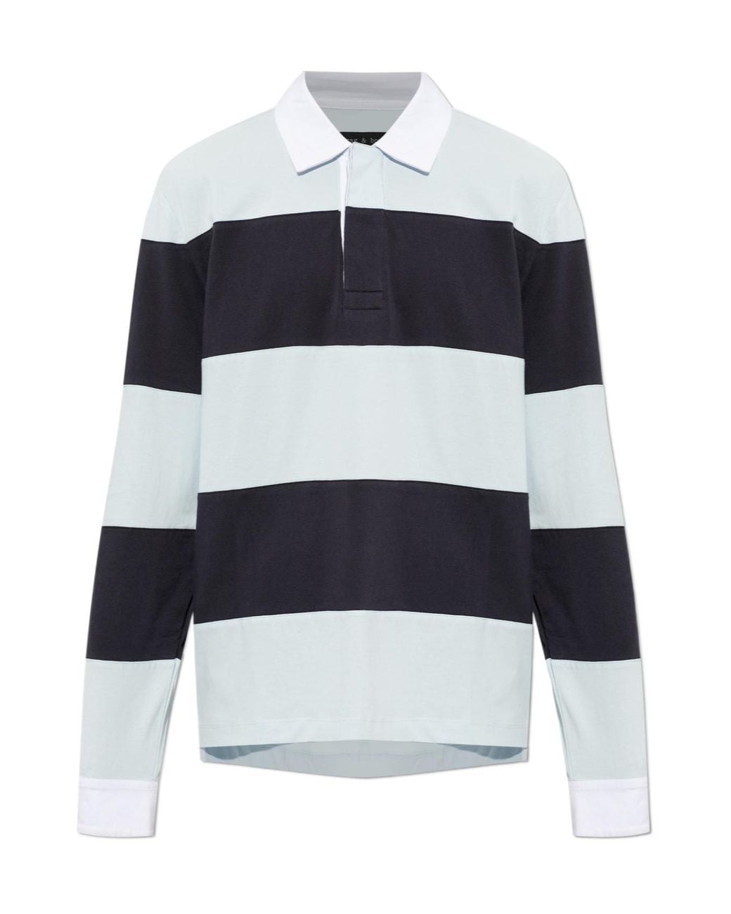 Rag & Bone Blue Striped Long Sleeve Polo Shirt for men