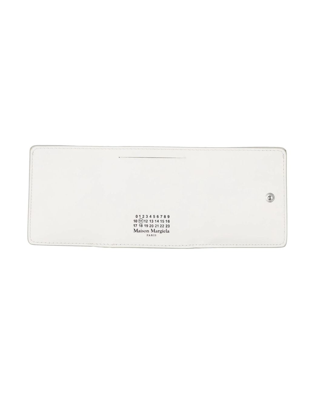 Maison Margiela White Solid-Color Genuine Leather Wallet