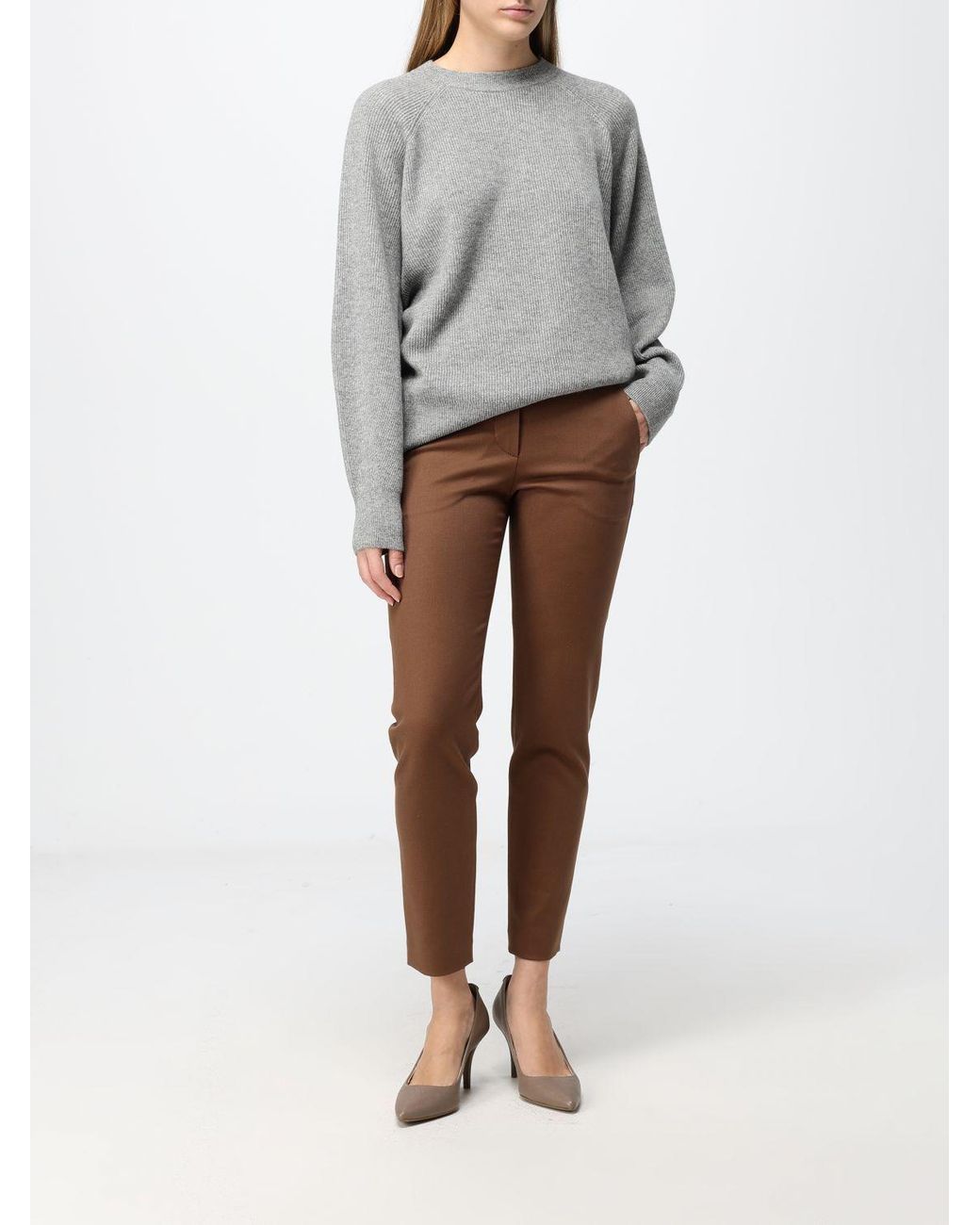 Brunello Cucinelli Gray Raglan-Sleeve Sweater