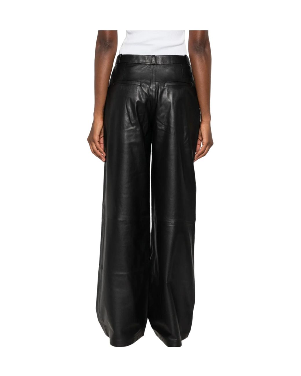 Arma Black Wide-Leg Leather Pants