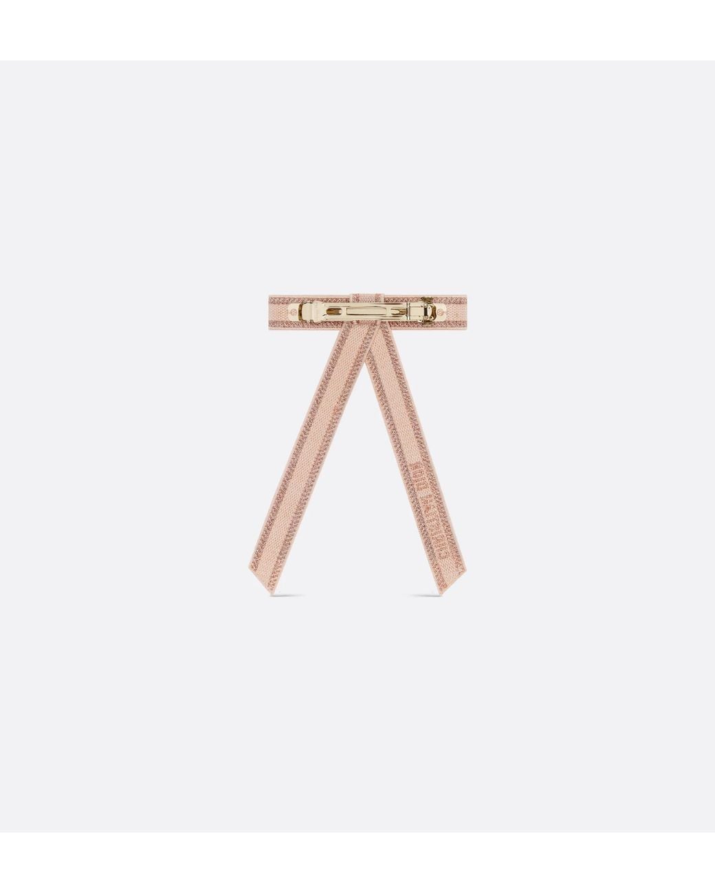 Dior White Christian Embroidered Twist Bow