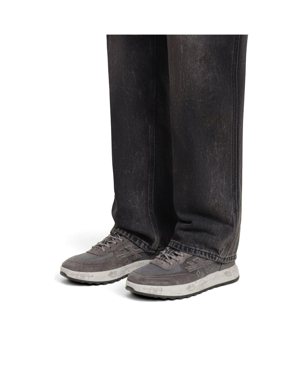 Premiata Gray Round-Toe Sneakers for men