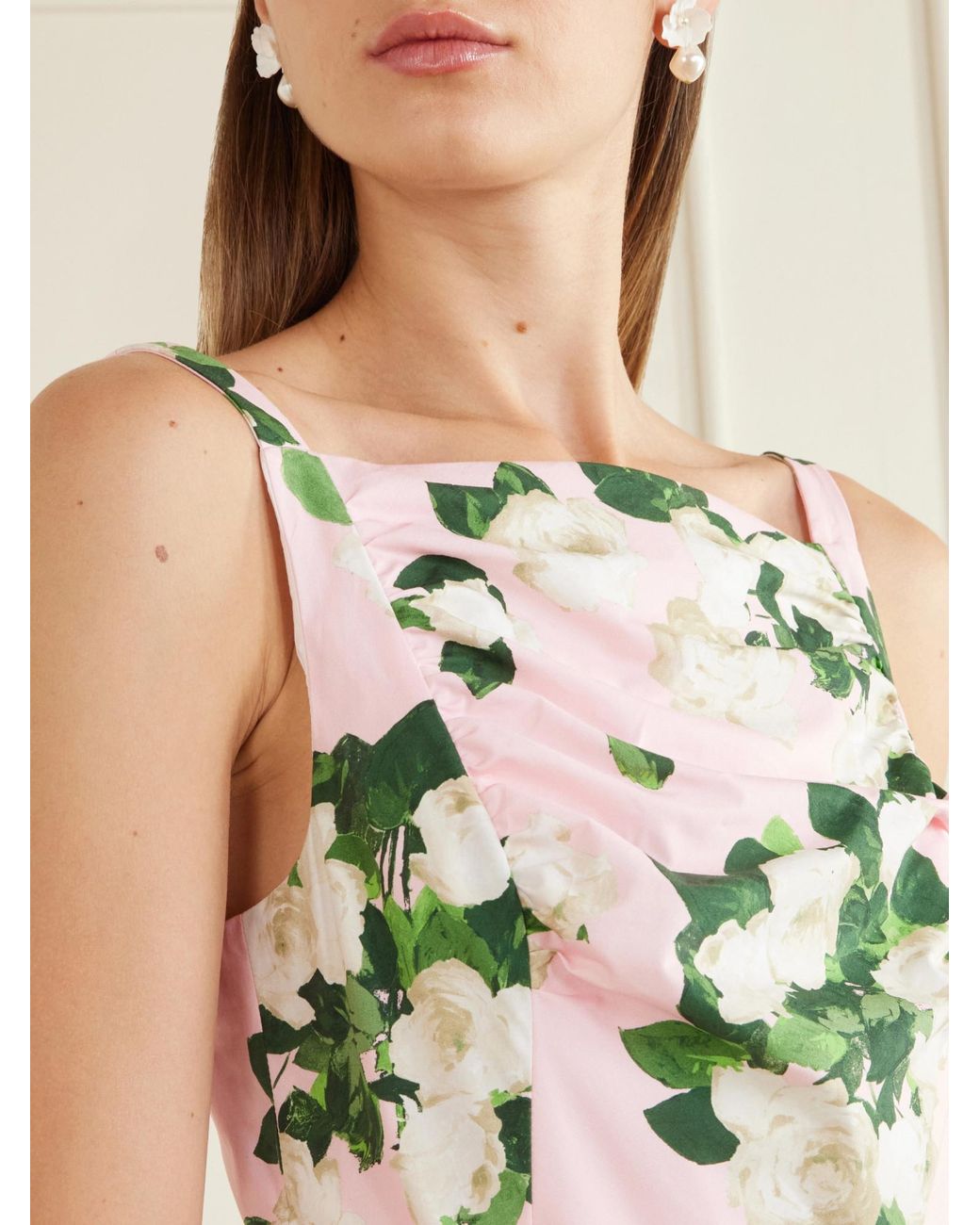Carolina Herrera White Floral-Printed Midi Dress