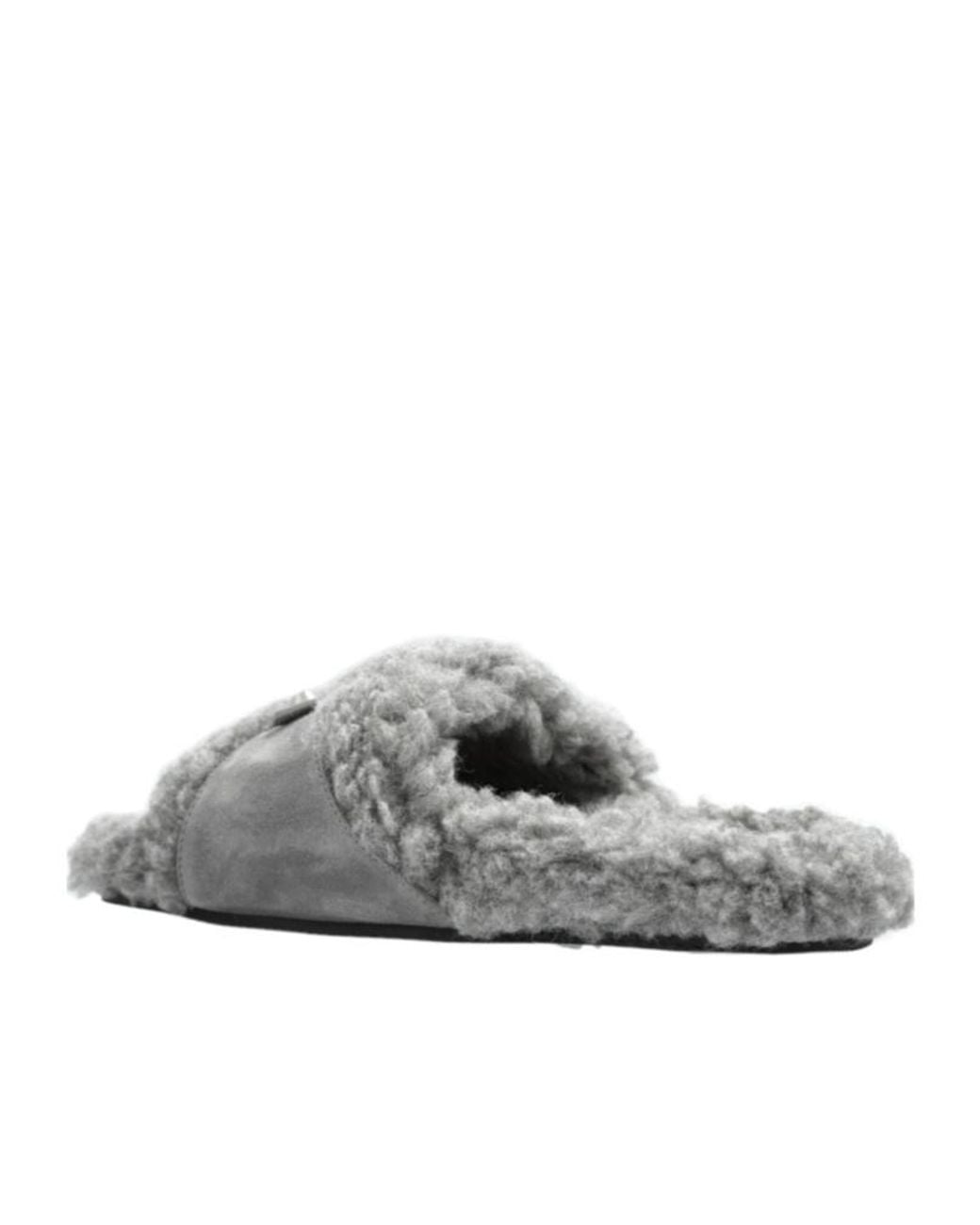 Balenciaga Gray Furry Slides