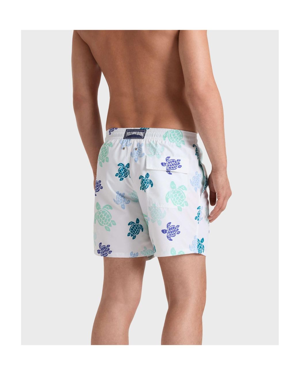 Vilebrequin Blue Swim Shorts With Multicolour Turtle Print for men