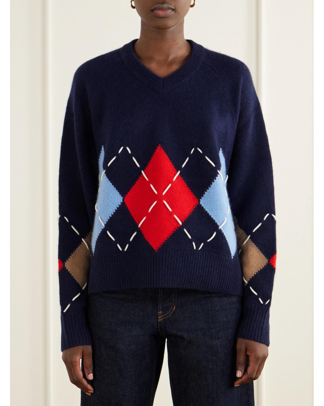 arch4 Blue Argyle Cashmere Sweater