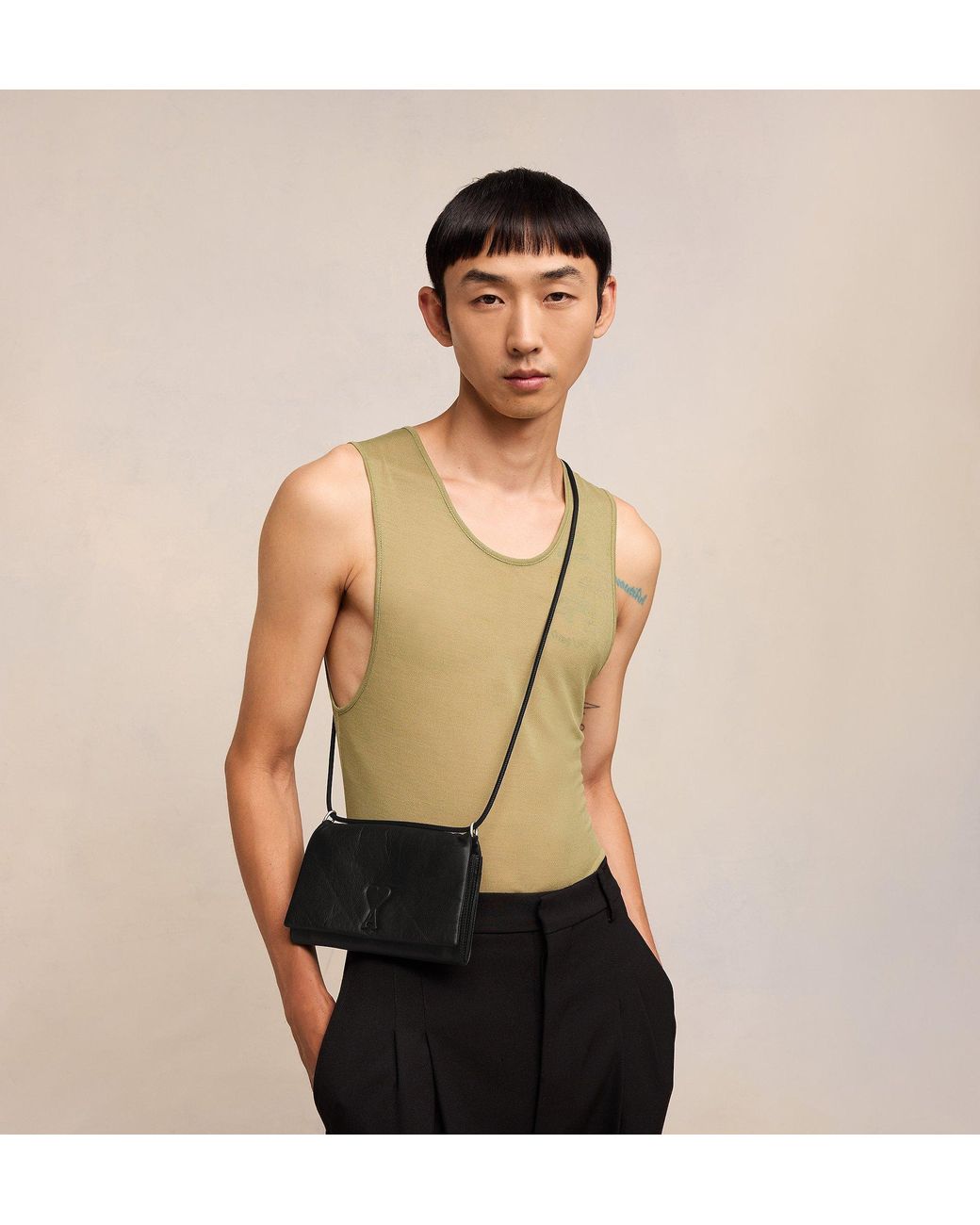 AMI Black Voulez-Vous Strap Wallet for men