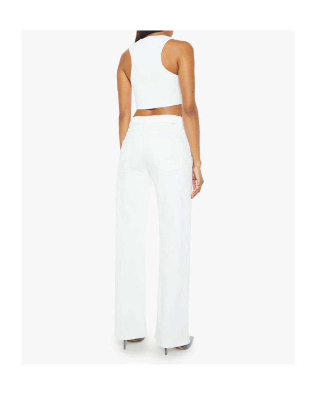 Mother White The Dodger Sneak Jeans