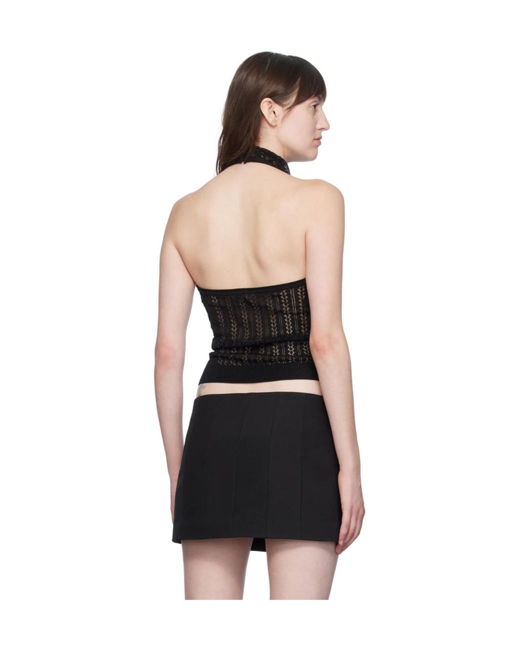 Khaite Black Stand Collar Sheer Top