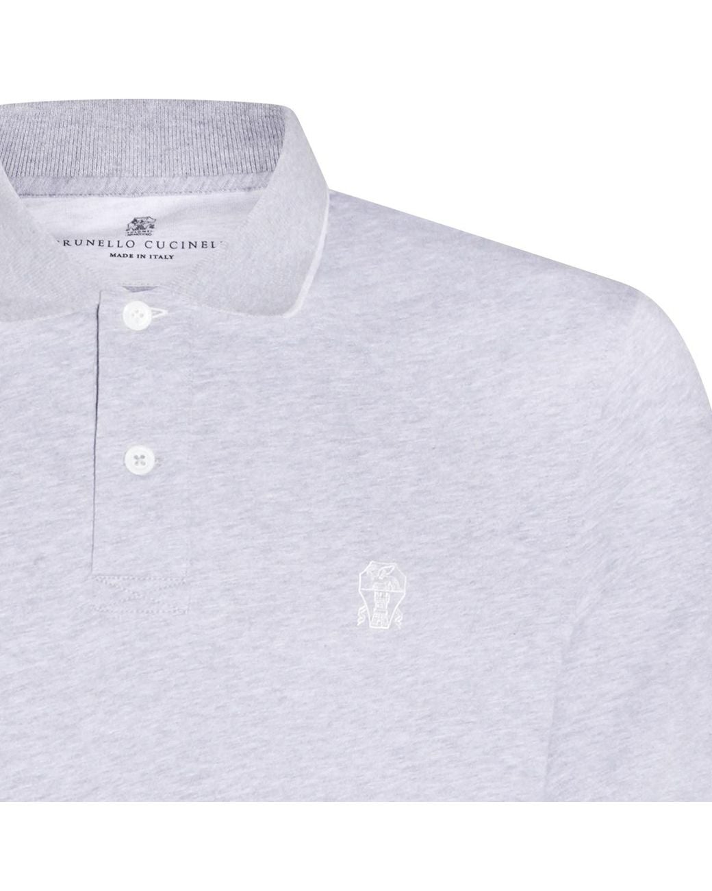 Brunello Cucinelli White Logo Embroidered Short-Sleeved Polo Shirt for men