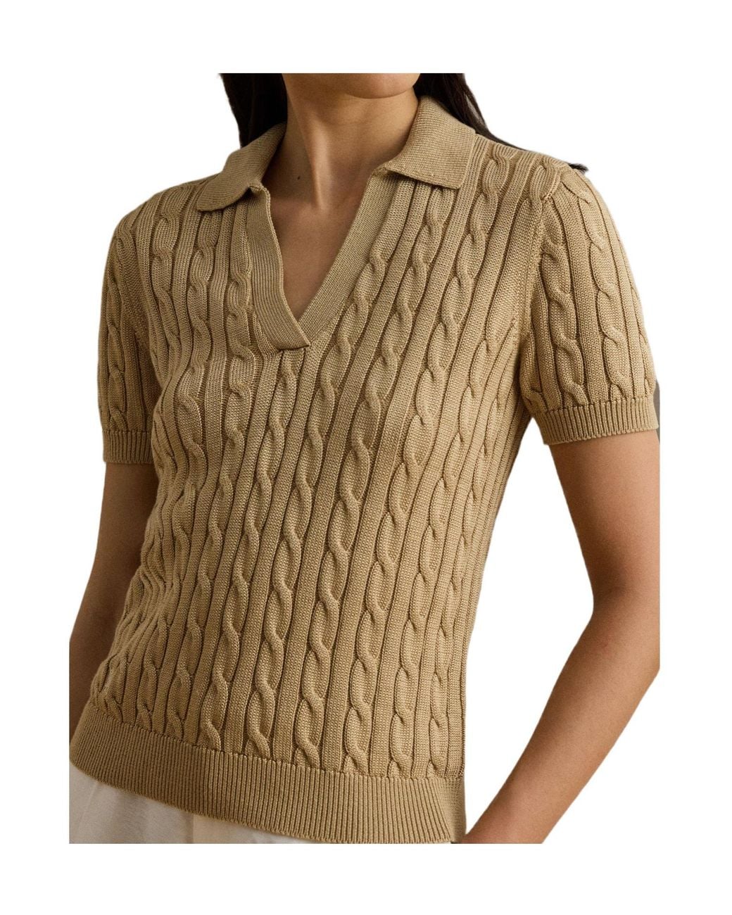 Ralph Lauren Natural Knitted Short Sleeve Polo Shirt