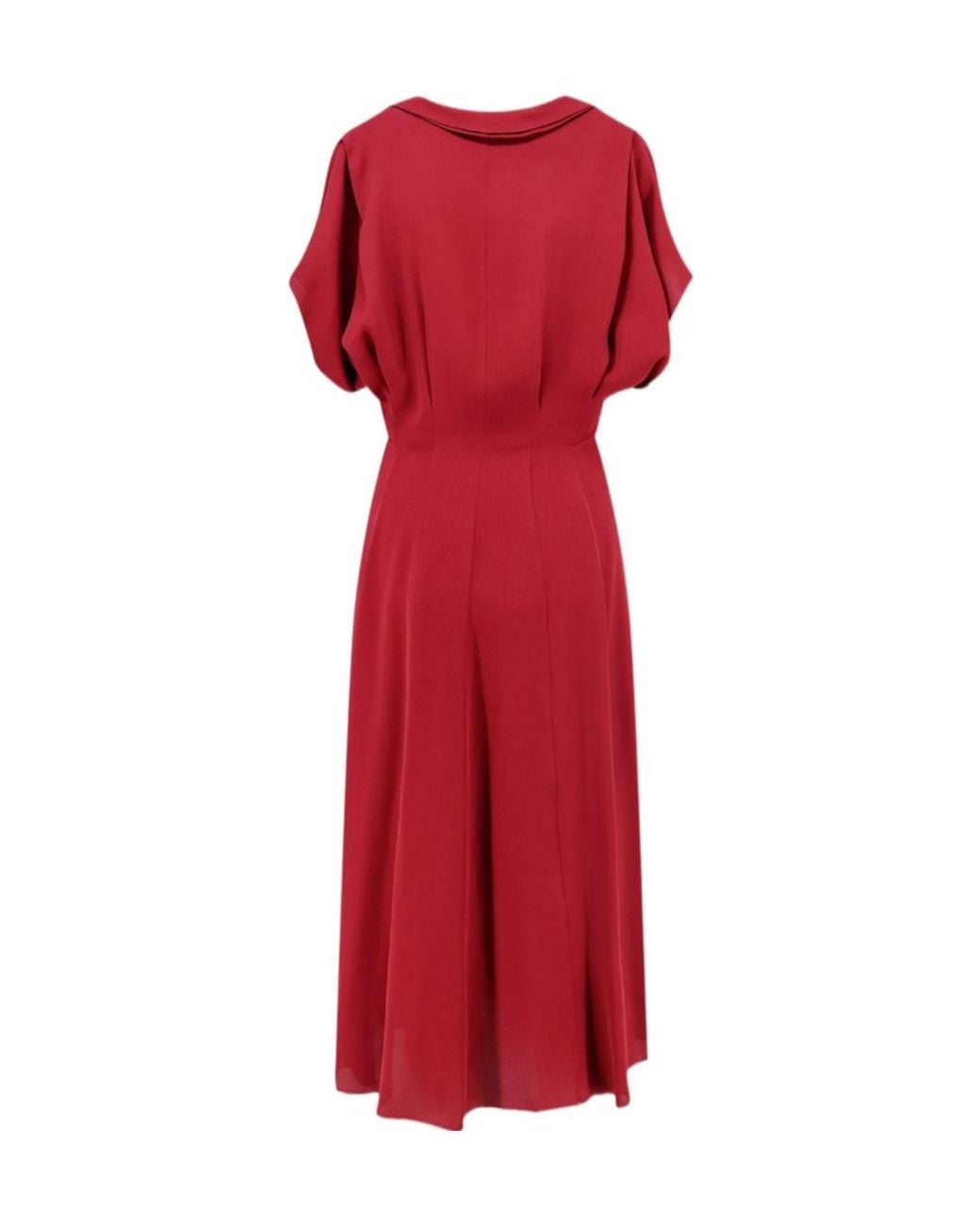 Alberta Ferretti Red V-Neck Viscose Midi Tunic
