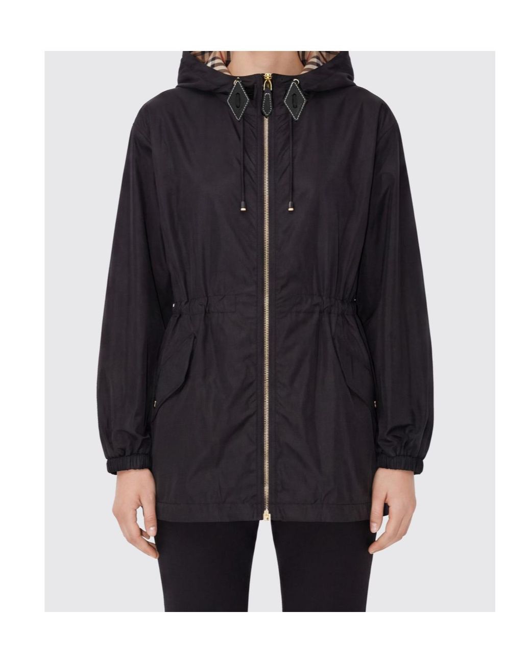 Burberry Black Hooded Drawstring-Waist Coat