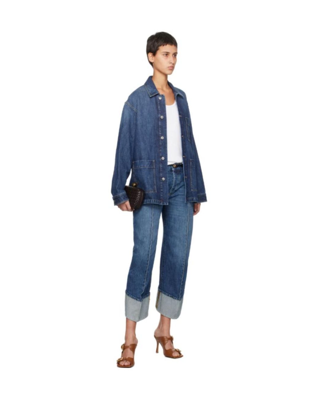 Bottega Veneta Blue Single-Breasted Denim Jacket