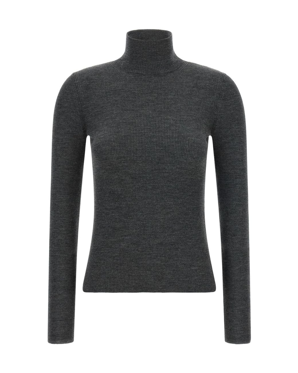 Max Mara Black Cavallo Ribbed Turtleneck Sweater