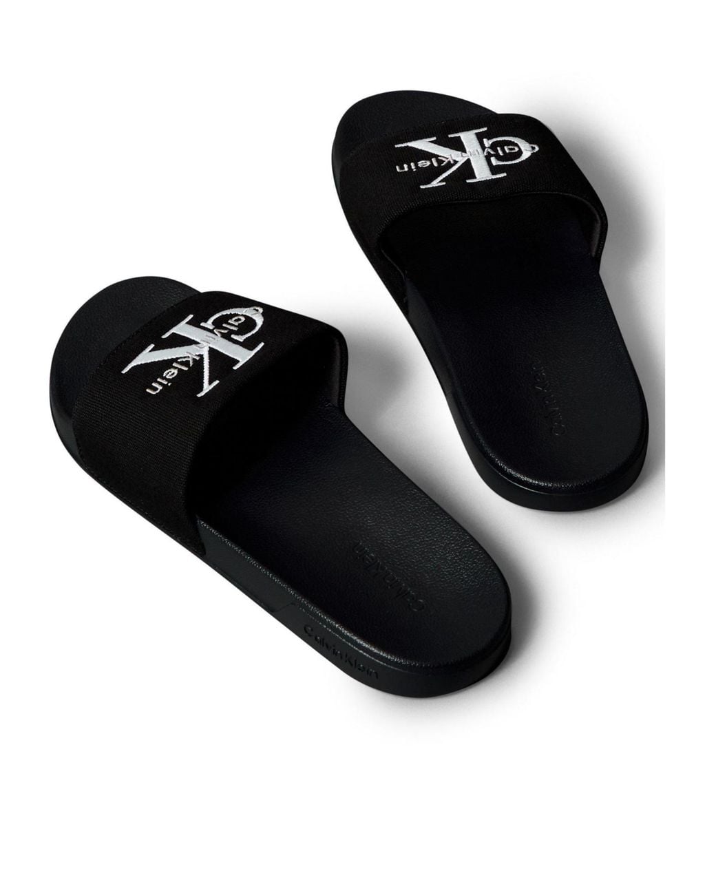 Calvin Klein Black Solid Color Pool Sliders for men