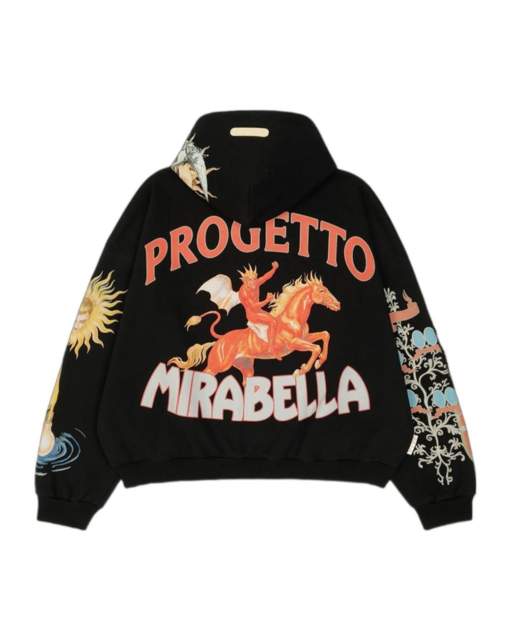 PDF CHANNEL Black Pdf Progetto Mirabella Printed Hoodie for men