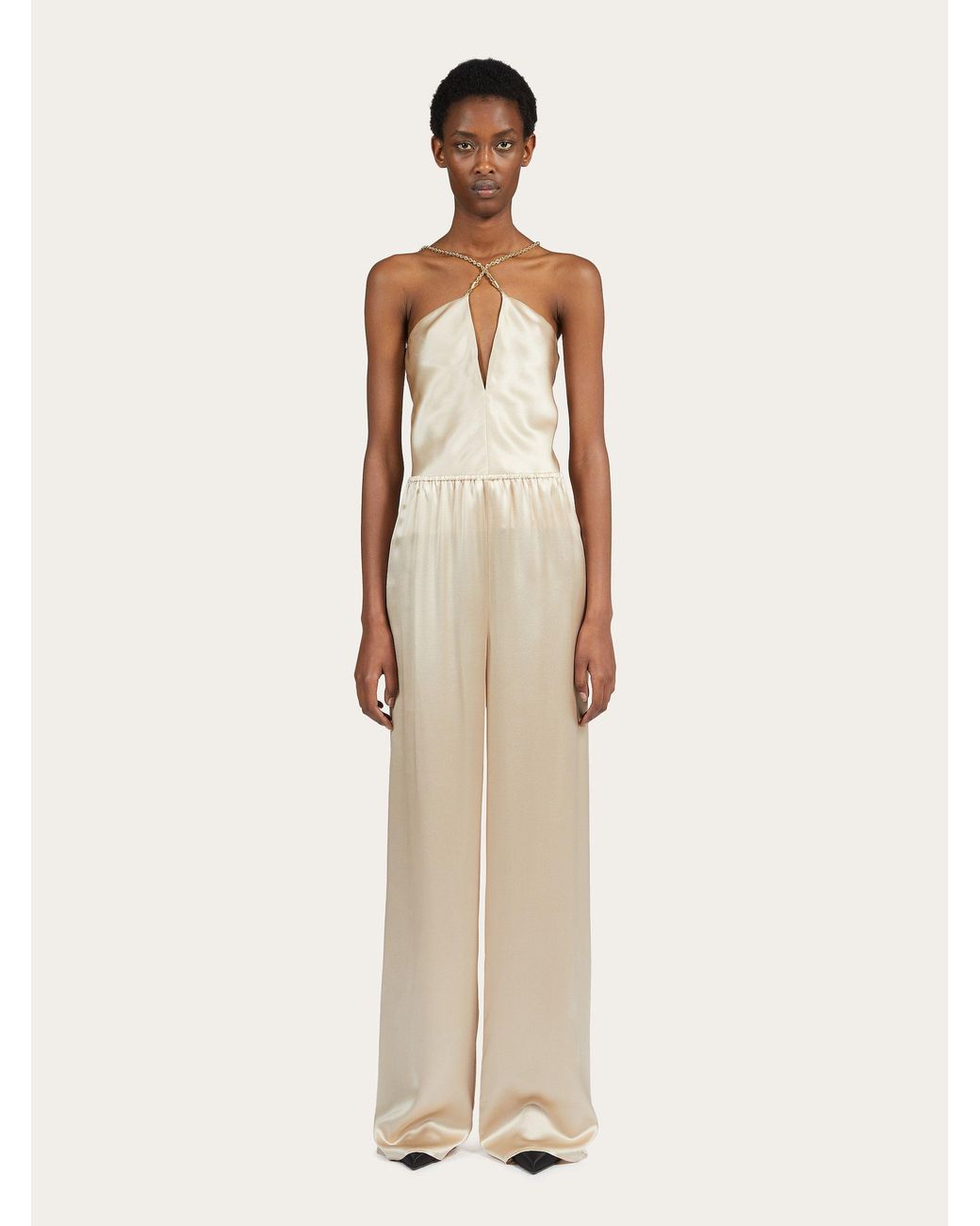 Ferragamo Natural Elastic Waist Casual Pants