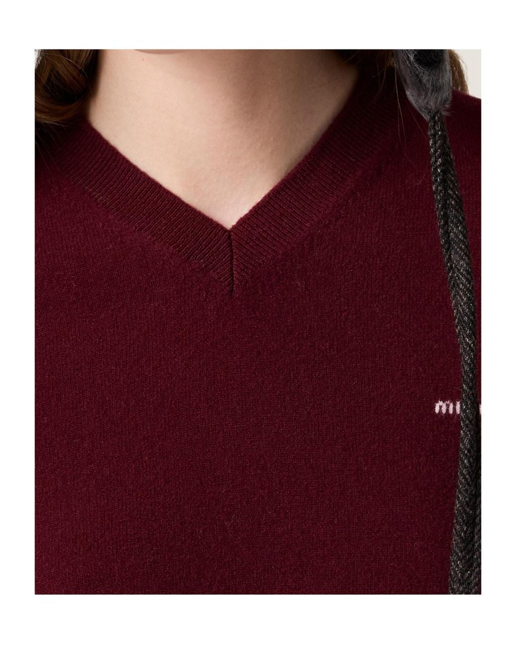 Miu Miu Red V-Neck Wool Cardigan