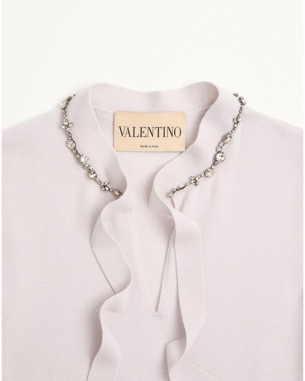 Valentino White Embellished Short-Sleeved Jumper