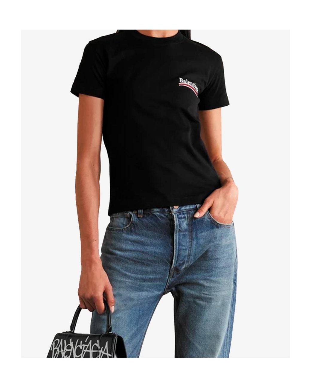 Balenciaga Black Political Campaign Logo T-Shirt