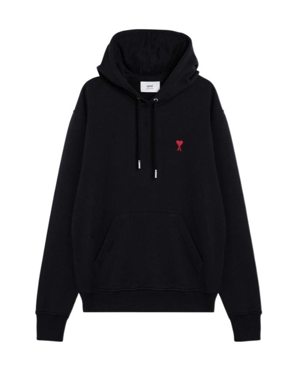 AMI Black Long-Sleeved Hooded Hoodie for men