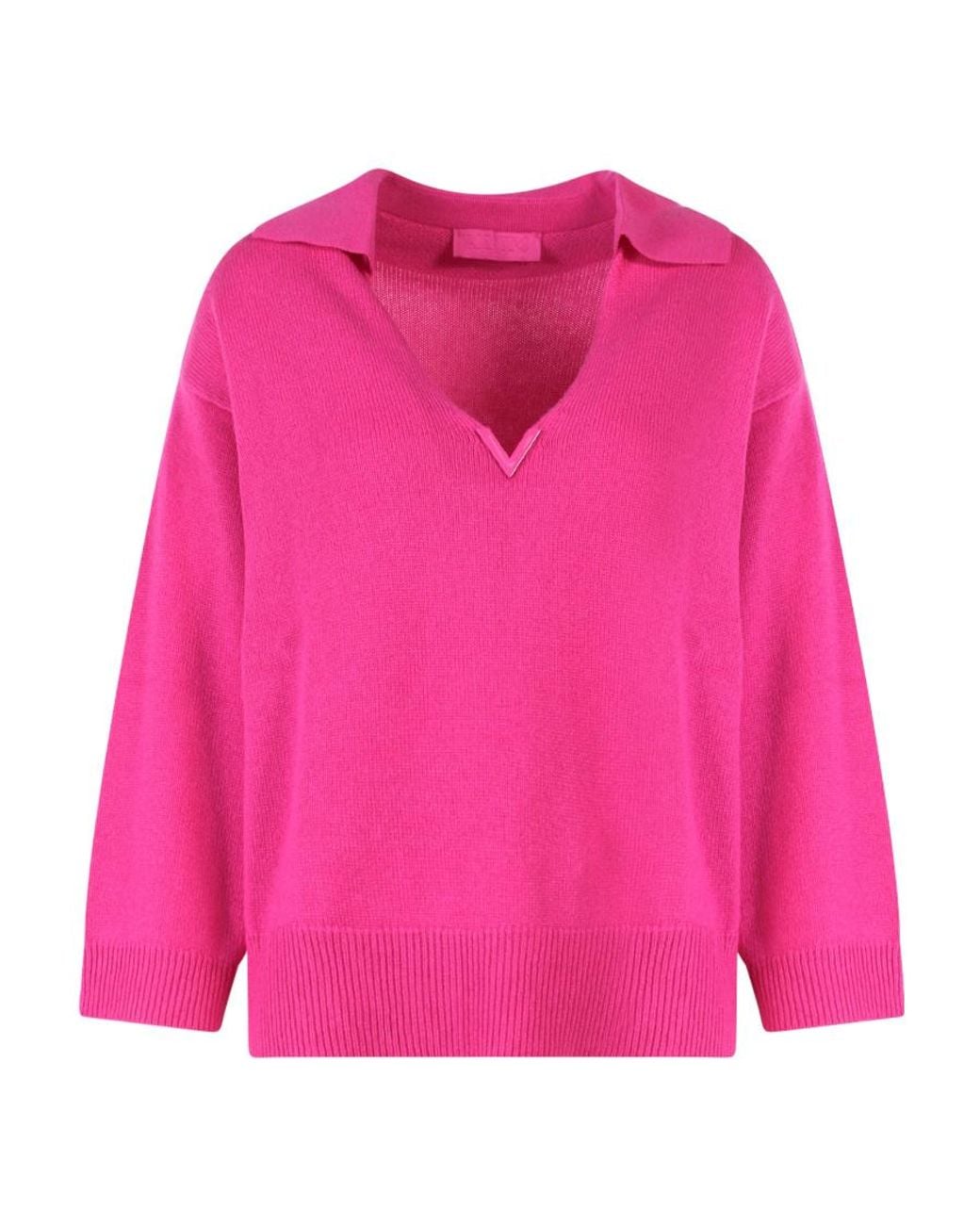 Valentino Pink Vgold-Detail Cashmere Jumper