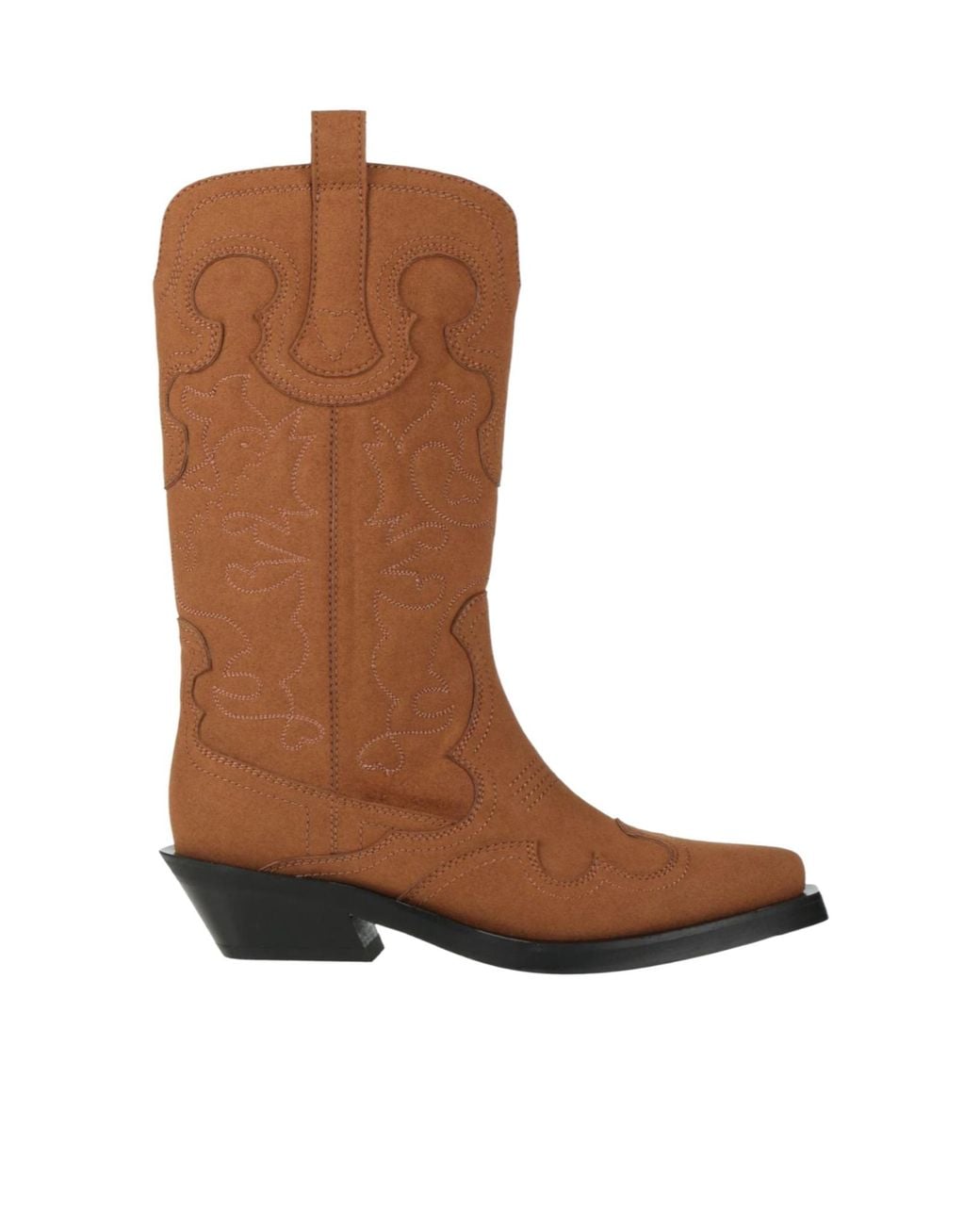 Ganni Brown Solid-Colored Denim Boots