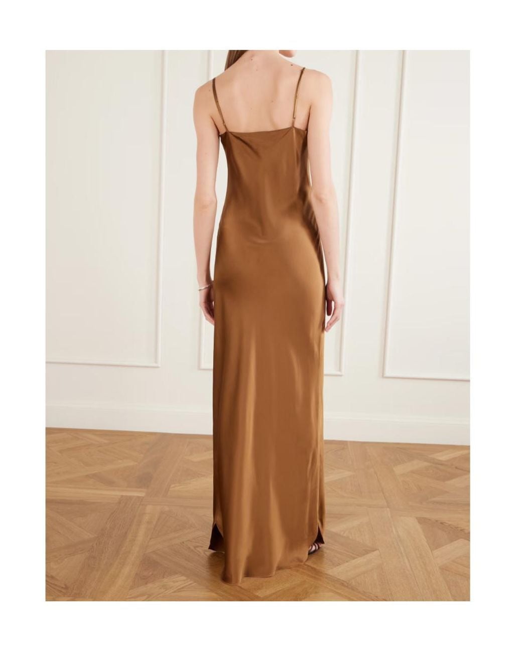 Nili Lotan Brown Cami Silk-Satin Gown