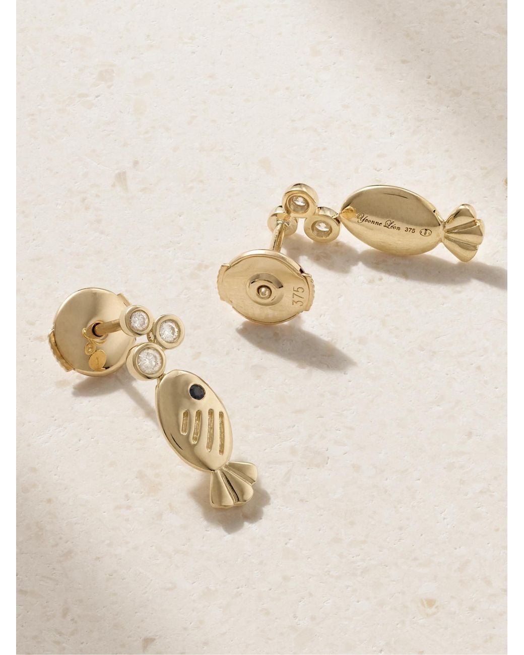 Yvonne Léon Metallic Simple Little Fish Earrings