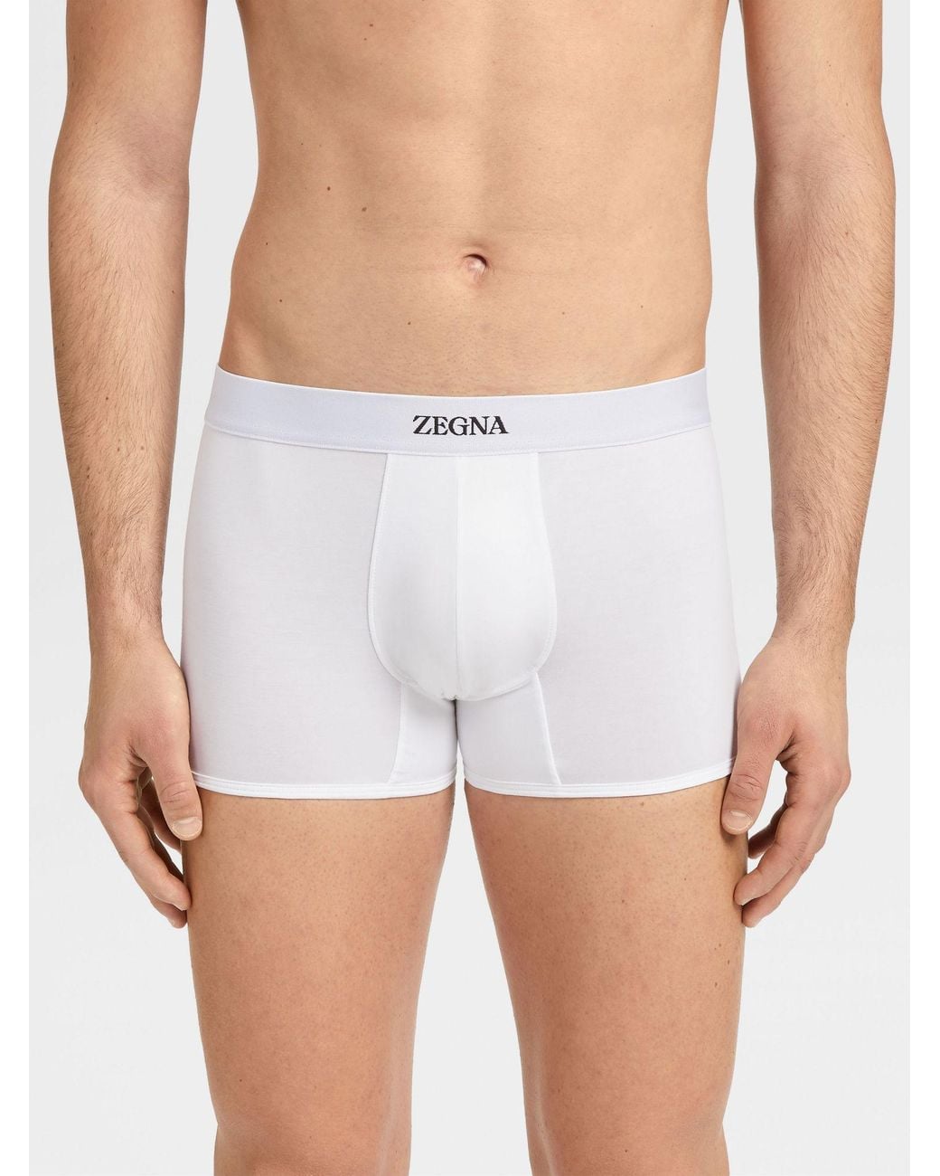 Zegna White Elastic Waistband Trunks for men
