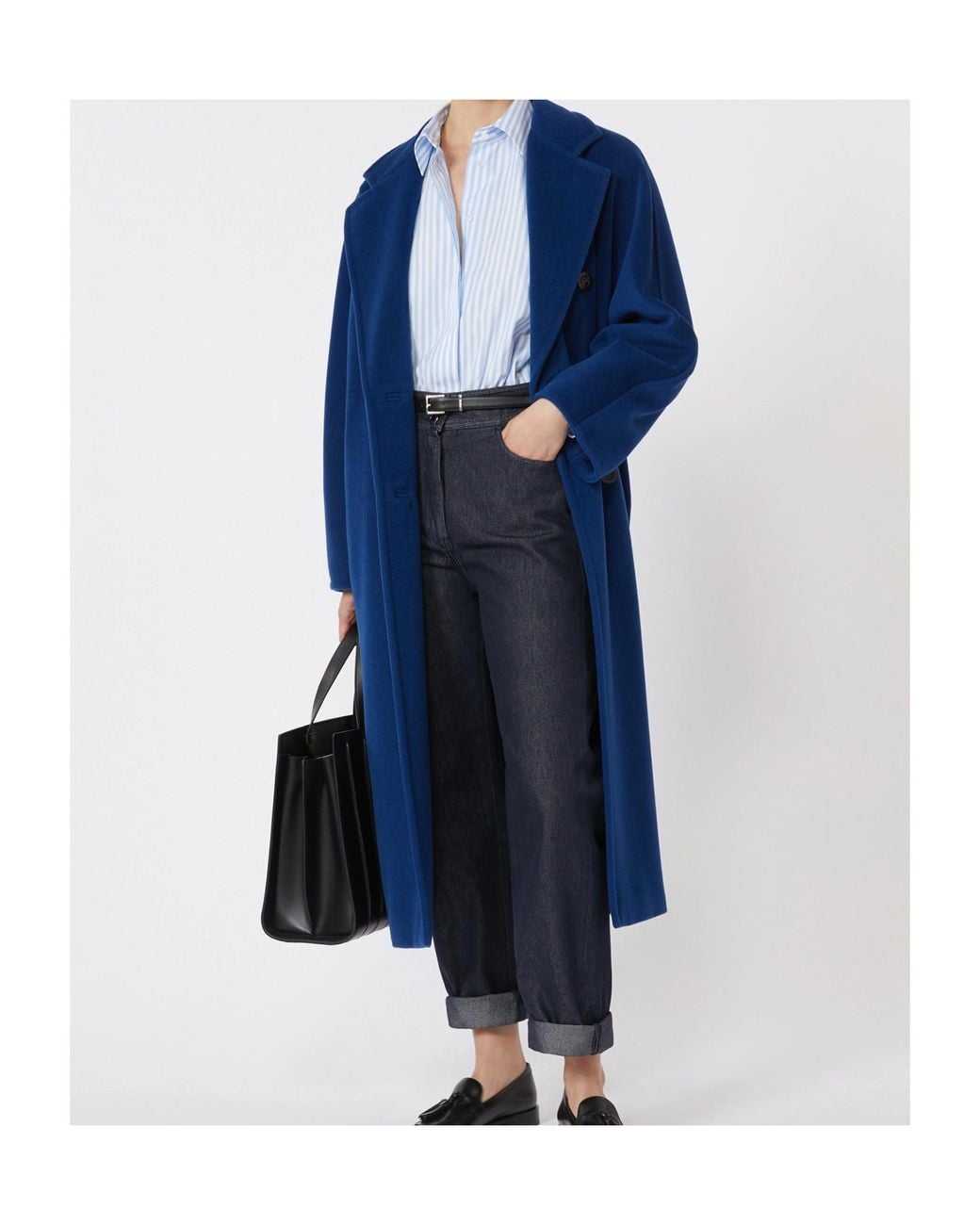 Max Mara Blue Icon Belted Double-Breasted Coat