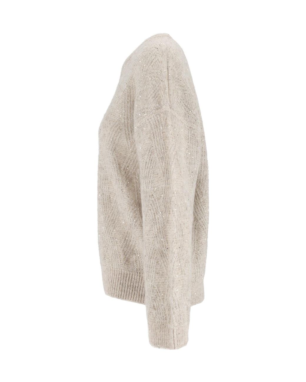 Peserico White Diamond-Knit Crewneck Jumper