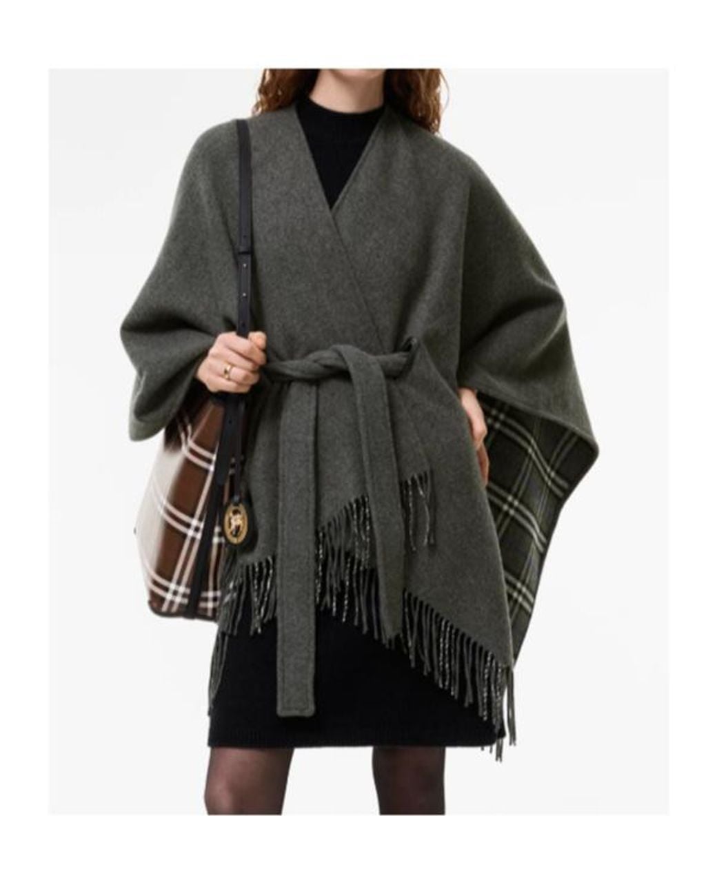Burberry Gray Wool Tay Cape