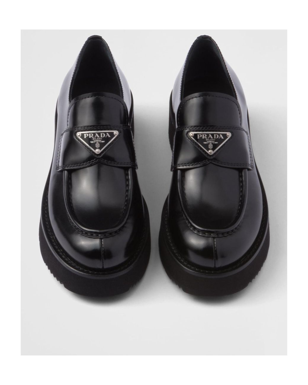 Prada Black Triangle-Logo Slip-On Loafers