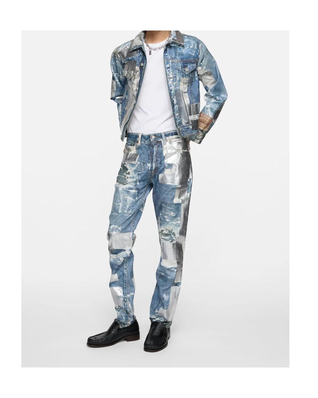Acne Blue Patchwork Denim Jacket for men