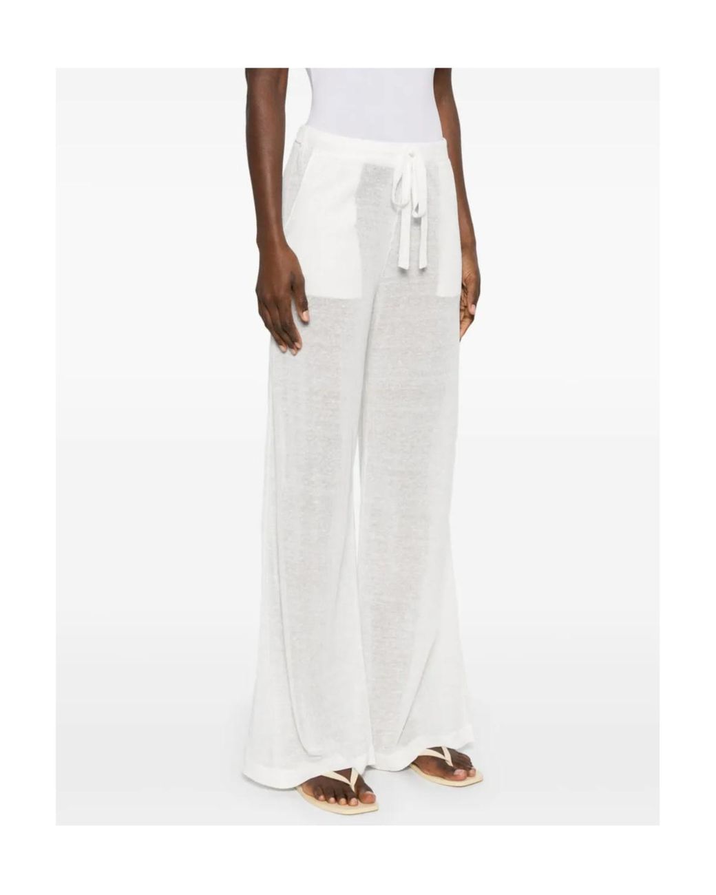 P.A.R.O.S.H. White Wide-Leg Pants With High Waist