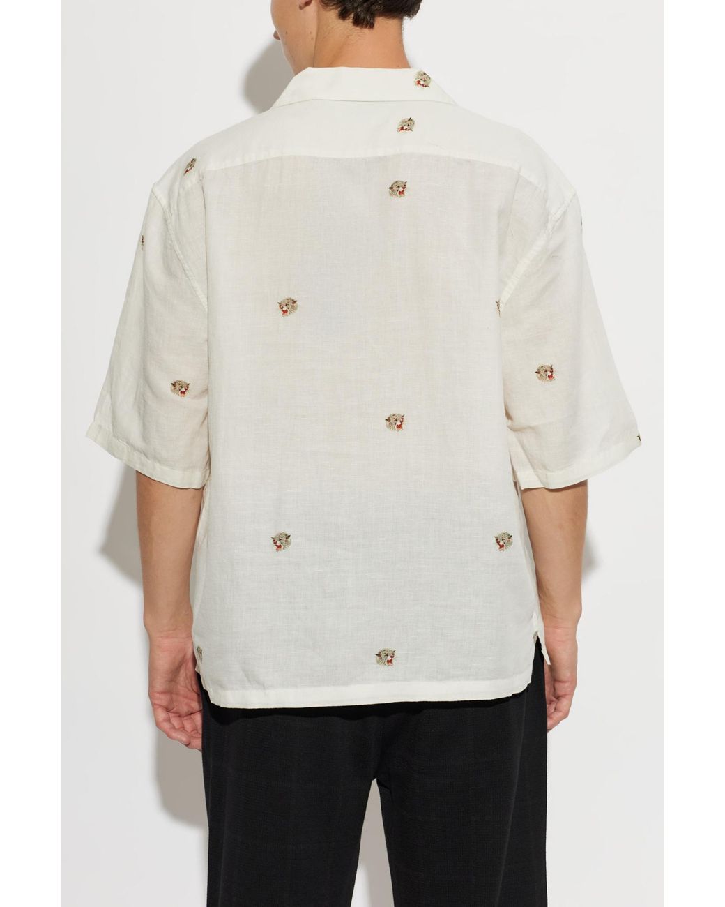 AllSaints White Feline Embroidered Short-Sleeve Shirt for men