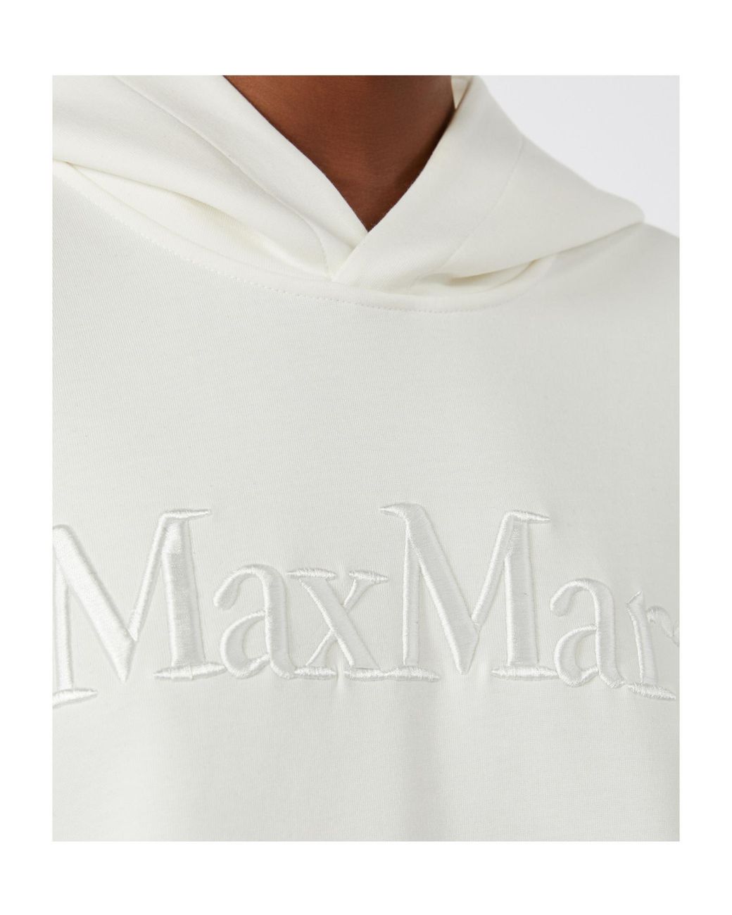 Max Mara White Visiera Logo Embroidered Hoodie