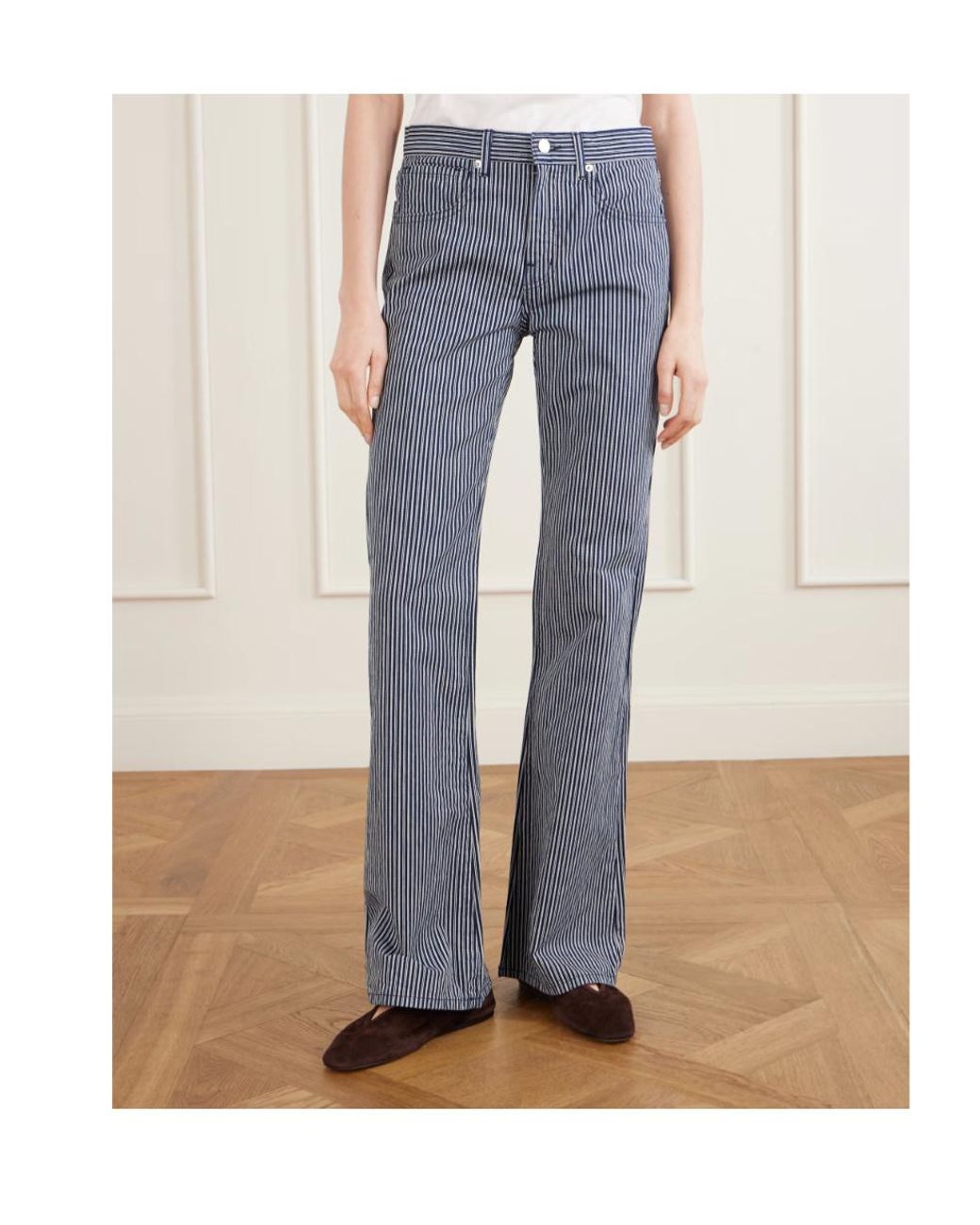 Nili Lotan Blue Celia Striped Straight-Leg Jeans