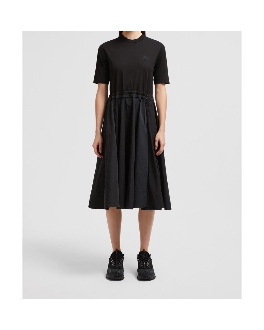 Moncler Black Crewneck Short-Sleeve Dress