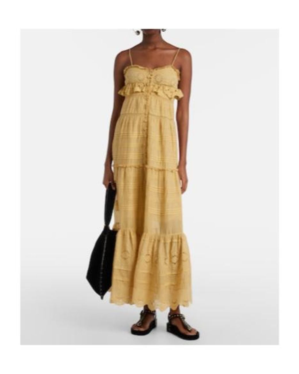 Isabel Marant Metallic Paule Lace-Trimmed Cotton Maxi Dress