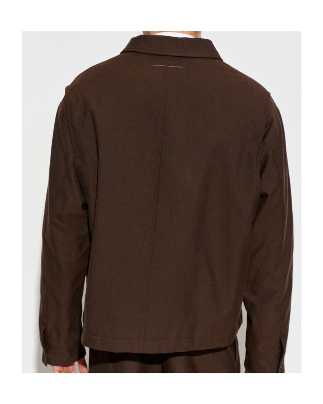 MM6 by Maison Margiela Brown Logo-Embroidered Buttoned Jacket for men