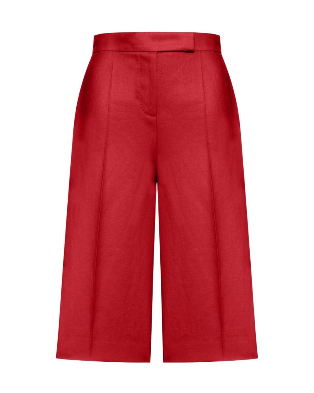 Max Mara Red Kaki Pleated Bermuda Shorts