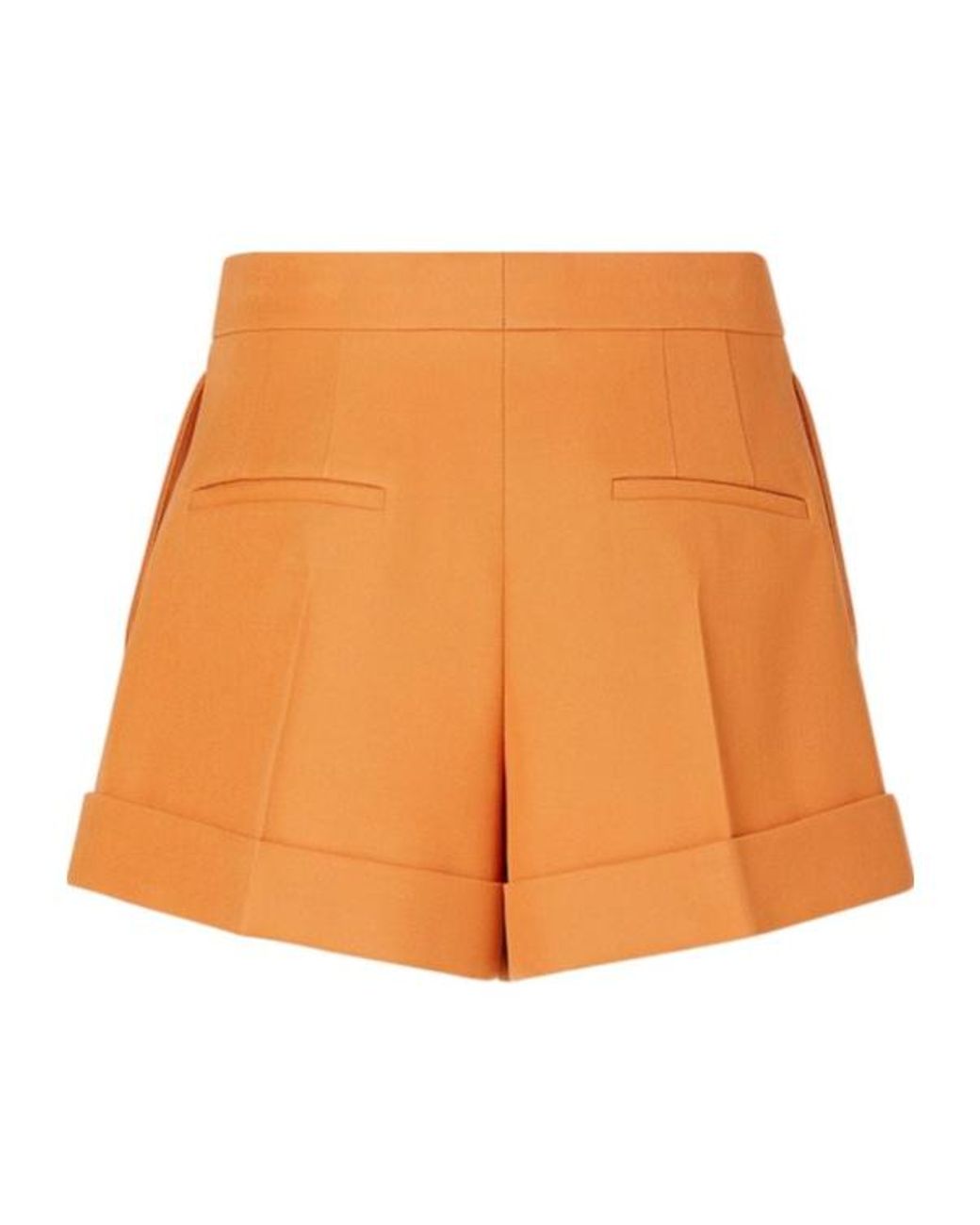 Fendi Orange Pleated Flared Shorts